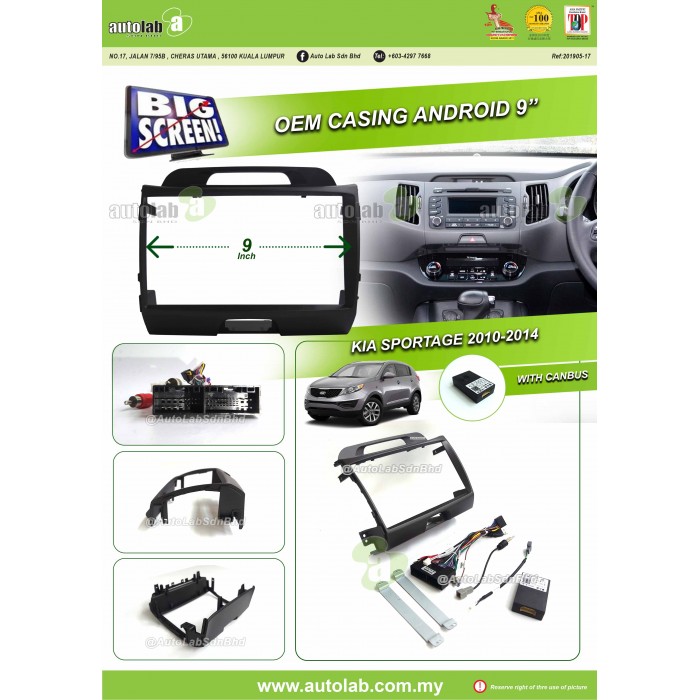 Big Screen Casing Android - Kia Sportage 2010-2014 (9inch with canbus)